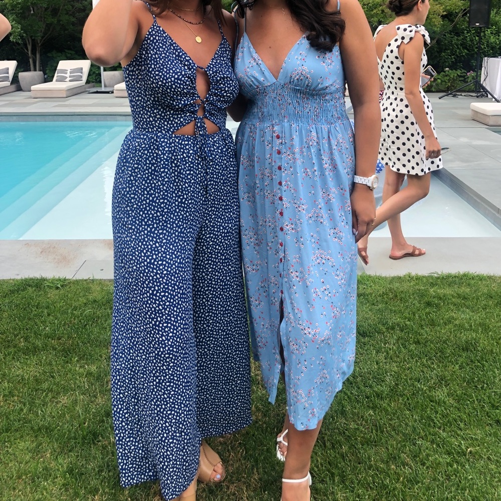 Moon River Blue with White Polka Dots Jumpsuit